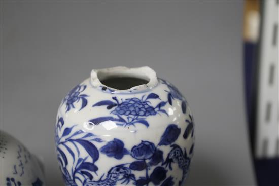 A Chinese blue and white vase and cover and a ginger jar